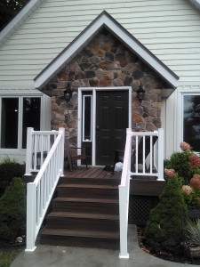 Dutch quality manufactured stone on front entrance 