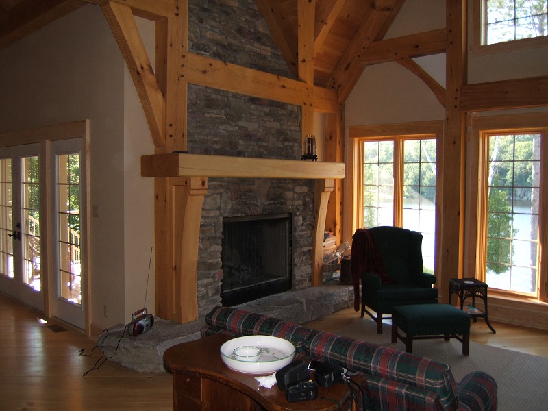 A beautiful application of cultured stone with six inch granite hearth pieces.
