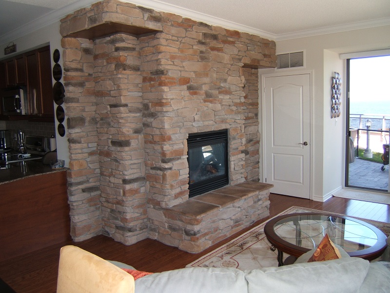 Fireplace featured without a mantle