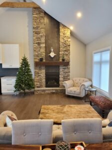 Dry stack cultured stone veneer.